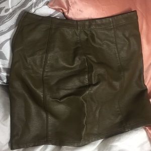 Olive leather skirt